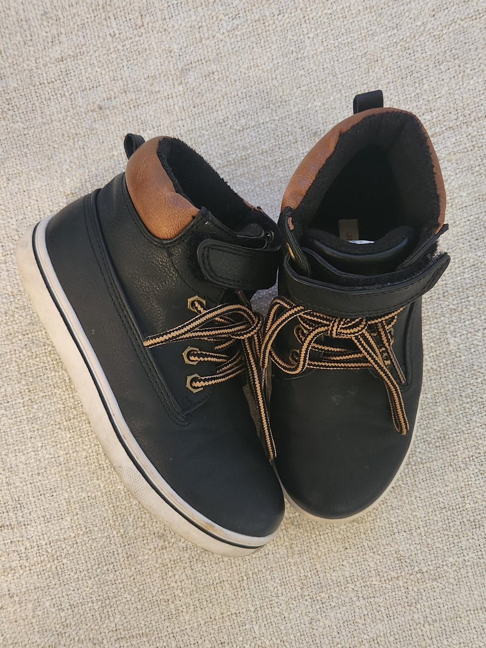 Joe Fresh Black & Tan High Top Sneakers Kids Size 12
